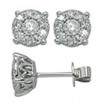 18k White Gold Diamond Cluster Stud Earrings