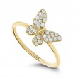 18k Yellow Gold Diamond Butterfly Ring