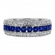 18k White Gold Diamond And Sapphire Band