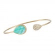 18K Yellow Gold Diamond Bangle With Clear Quartz Over Amazonite
