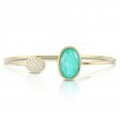 18K Yellow Gold Diamond Bangle With Clear Quartz Over Amazonite