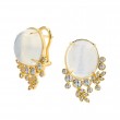 SYNA JEWELS MOON QUARTZ & CHAMPAGNE DIAMOND EARRINGS