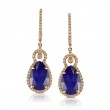 18K Rose Gold Diamond Earring With White Topaz Over Lapis