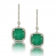 18K White Gold Diamond Earring With White Topaz Over Green Agate