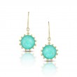 18K Yellow Gold Diamond Earring With Clear Quartz Over Amazonite