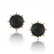 18K Rose Gold Diamond Earring With Clear Quartz Over Hematite