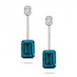 18K White Gold Invisible Set Diamond Earring With London Blue Topaz