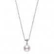Mikimoto Akoya Cultured Pearl And Diamond Pendant In 18k White Gold
