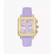 Michele Watch 34MM Deco Sport Gold-Tone Lavender Silicone Watch