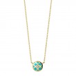 SYNA 18K Yellow Goldturquoise & White Enamel Reversible Pendant