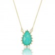 18K Yellow Gold Diamond Necklace With Clear Quartz Over Amazonite