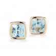 A & Furst 18k Yellow Gold Blue Topaz Stud Earrings 