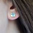 A & Furst 18k Yellow Gold Blue Topaz Stud Earrings 