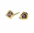 A & Furst 18k Yellow Gold Amethyst Heart Shape Stud Earrings 