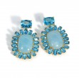 A & Furst 18k Yellow Gold Aquamarine And Swiss Blue Topaz Drop Earrings 