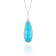 18K White Gold Diamond Pendant With Clear Quartz Over Turquoise