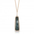 18K Rose Gold Diamond Pendant With Clear Quartz Over Hemattite