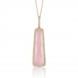 18K Rose Gold Diamond Pendant With Brown And White Diamond With Rose Quartz Over Pink Mother Of Pearl
