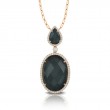 18K White Gold Diamond Pendant With White Topaz Over Hematite In Black Rohdium