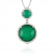 18K White Gold Diamond Pendant With White Topaz Over Green Agate
