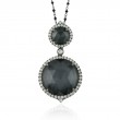 18K White Gold Diamond Pendant With White Topaz Over Hematite