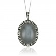 18K White Gold Diamond Pendant With Grey Moonstone