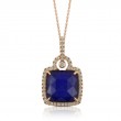 18K Rose Gold Diamond Pendant With White Topaz Over Lapis