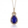18K Rose Gold Diamond Pendant With Clear Quartz Over Lapis