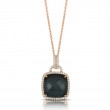 18K Rose Gold Diamond Pendant With Clear Quartz Over Hematite