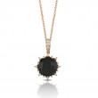 18K Rose Gold Diamond Pendant With Clear Quartz Over Hematite