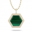 18K Yellow Gold Diamond Pendant With Malachite Center