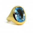 A & Furst 18k Yellow Gold Oval Blue Topaz Ring