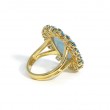 A & Furst 18k Yellow Gold Aquamarine And Blue Topaz Ring