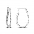 18k White Gold Oval In And Out Diamond Hoop Earrings