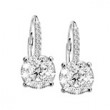 18k White Gold Diamond Cluster Drop Earrings 