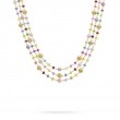 Africa Mixed Gemstone and Pearl Triple Strand Necklace