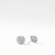 Small Cushion Stud Earrings in 18K White Gold with Pave Diamonds