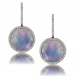 18K White Gold Diamond Earring With Lapis(Base), White Mother Of Pearl And Clear Quartz Triplet Center
