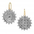 Syna Mogul 18k yellow gold wire earrings with 925 oxidized silver set with 1.50cts. in champagne diamonds
