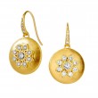 SYNA 18K Yellow Gold Flower Earrings With Champagne Diamonds
