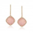 18K Rose Gold Diamond Earring With Rose Quartz Over Pink Mop