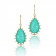 18K Yellow Gold Diamond Earring With Clear Quartz Over Amazonite