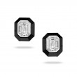 18K White Gold Invisible Set Diamond Earring With Black Onyx Borders