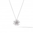 Supernova Small Pendant Necklace with Diamonds in 18K White Gold