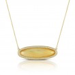 18K Yellow Gold Diamond Necklace With Citrine Over White Mother Of Pearl.