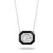 18K White Gold Invisible Set Diamond Necklace With Black Onyx