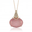 18K Rose Gold Diamond Pendant With Pink Quartz Over Pink Mother Of Pearl