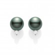 Mikimoto 8mm A+ Black South Sea Pearl and Diamond Stud Earrings