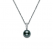 Morning Dew Black South Sea Cultured Pearl Pendant In 18k White Gold