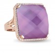 18K Rose Gold Diamond Ring With  With Amethyst Over Pink Mother Of Pearl